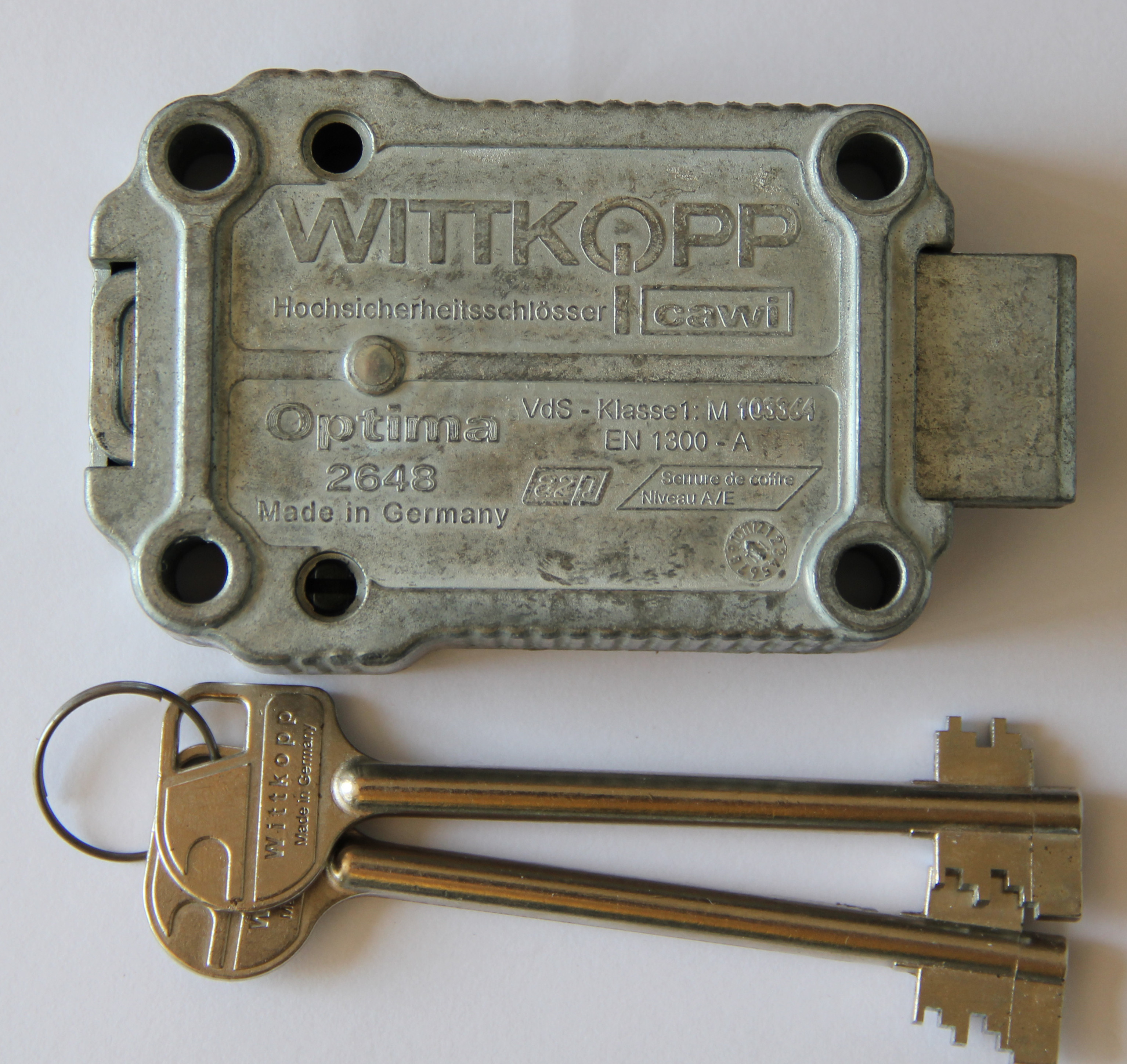 Mechanisches Tresorschloss 2648 Optima Wittkopp 65mm Schlüssel 